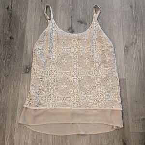 Cabi Crochet Spaghetti Strap Lined Top Size Small